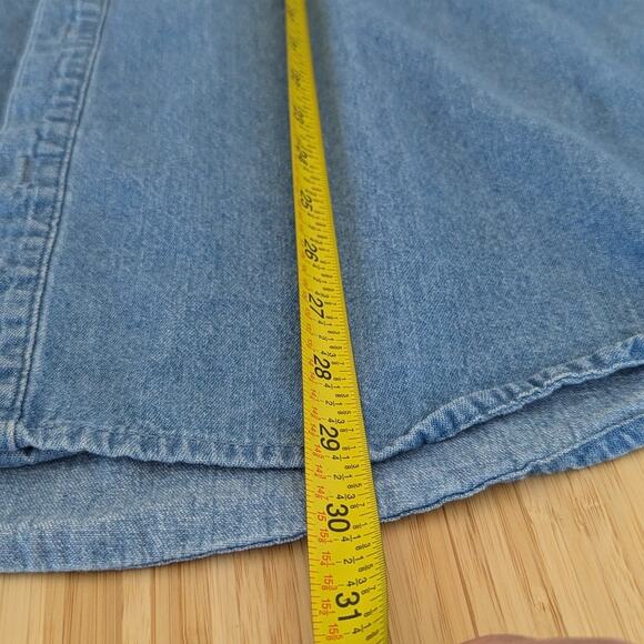 Frank & Oak Clark Blue Denim Relaxed Fit Button Up Long Sleeve Shirt, size L - Picture 5 of 8